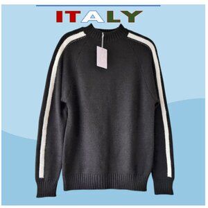 Farfalla ITALY ITALIAN Lana Acrylic Black White Stripe Sweater NEW sz L fits M-8
